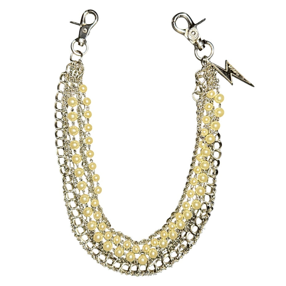 Hysteric Glamour layered pearl wallet chain
