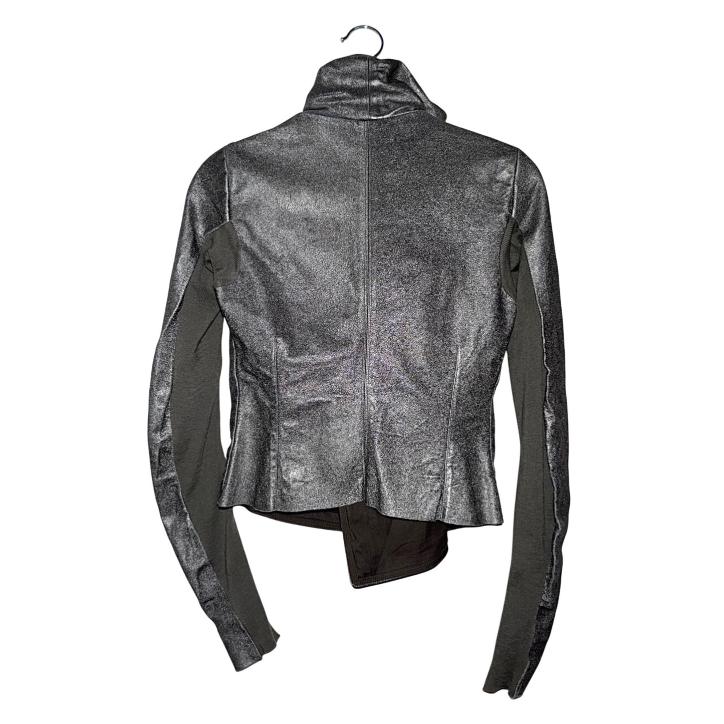 Rick Owens metallic Naska leather biker jacket