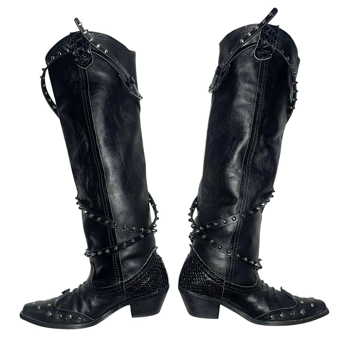 Junya Watanabe x comme des garçons FW06 studded knee-high leather boots