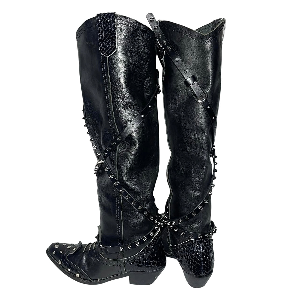 Junya Watanabe x comme des garçons FW06 studded knee-high leather boots