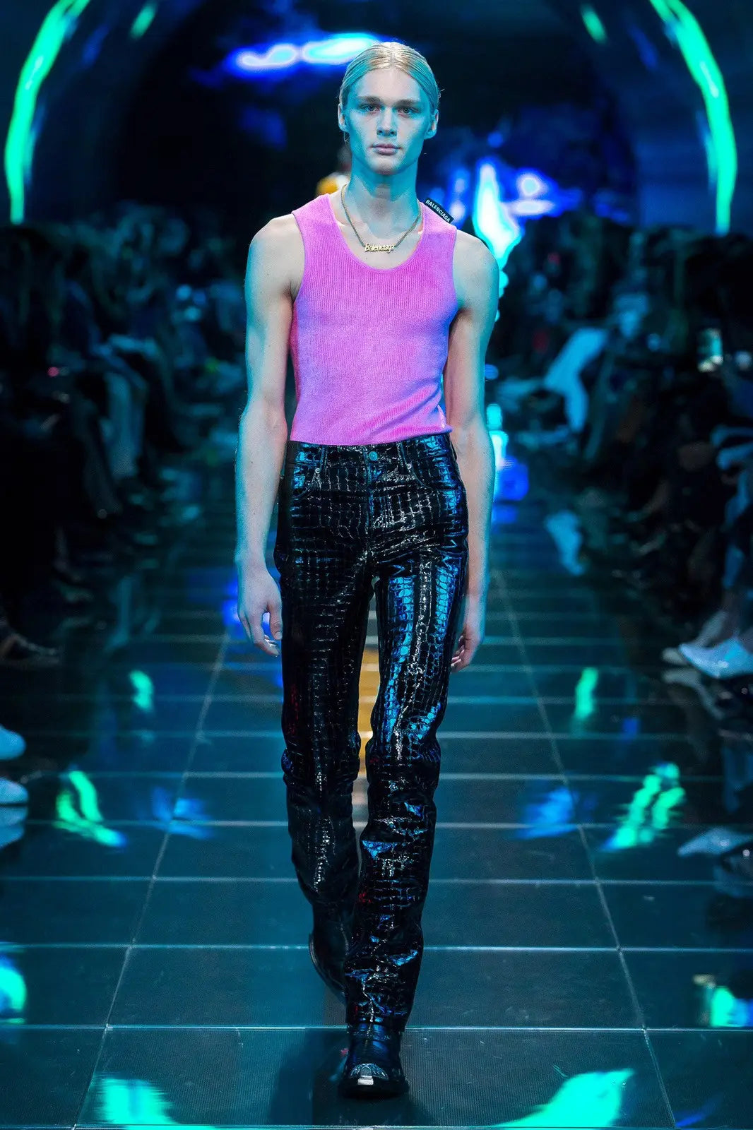 Balenciaga SS19 SAMPLE croc embossed leather pants