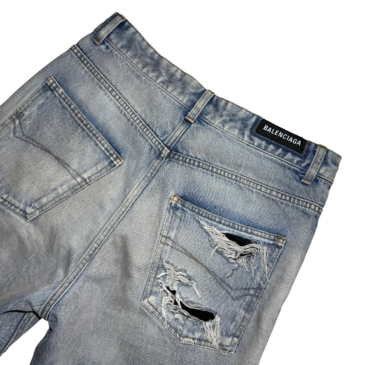 Balenciaga AW20 SAMPLE layered ripped denim