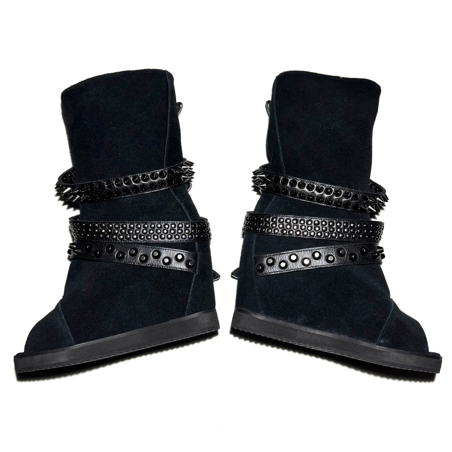 Miharayasuhiro SS06 belted open toe wedge boots
