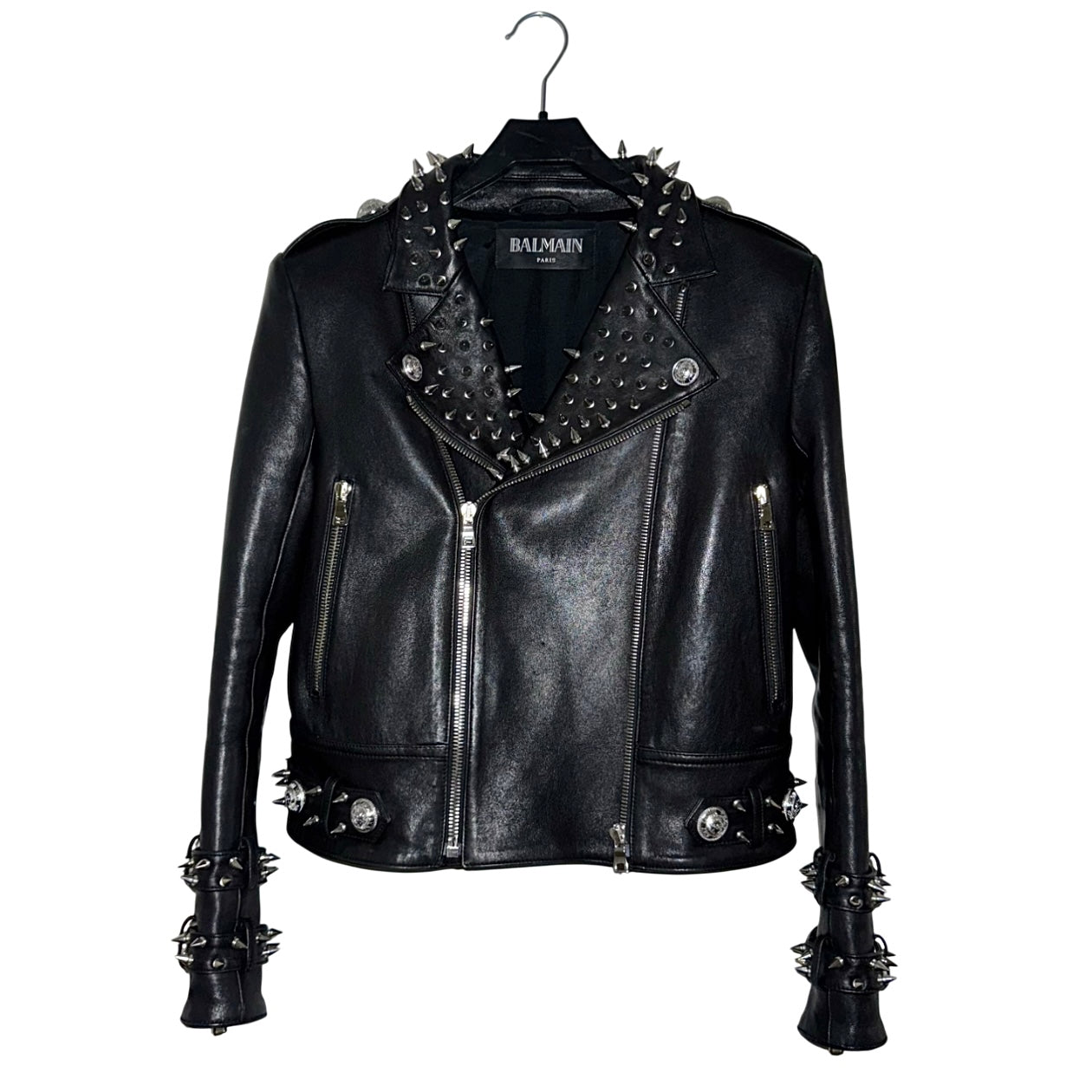 Balmain FW19 studded lambskin biker jacket