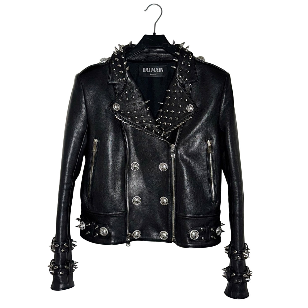 Balmain FW19 studded lambskin biker jacket