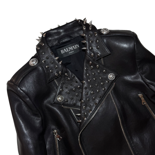 Balmain FW19 studded lambskin biker jacket