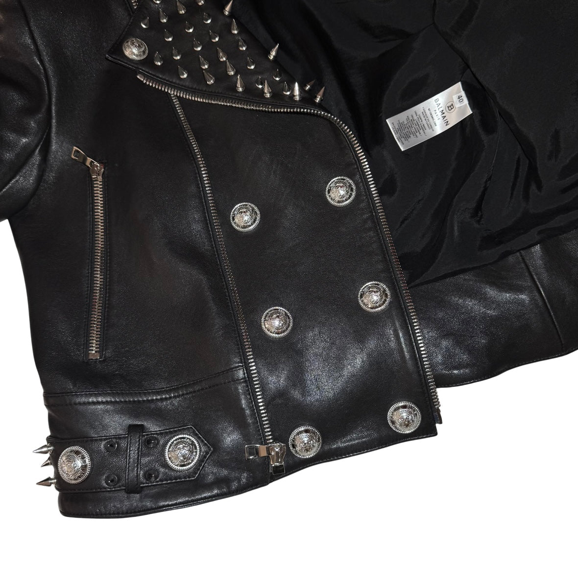 Balmain FW19 studded lambskin biker jacket