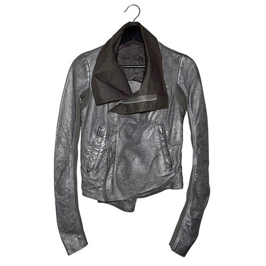 Rick Owens metallic Naska leather biker jacket
