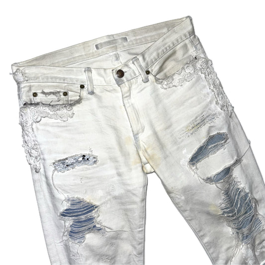 Miharayasuhiro embellished distressed denim