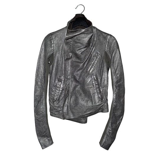 Rick Owens metallic Naska leather biker jacket