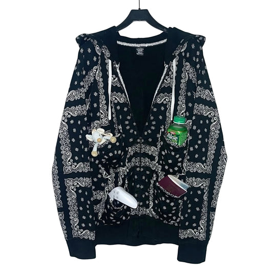 Number (N)ine SS07 Paisley bandana 4-pocket hoodie