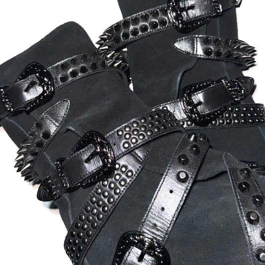 Miharayasuhiro SS06 belted open toe wedge boots