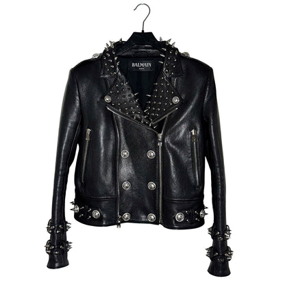 Balmain FW19 studded lambskin biker jacket