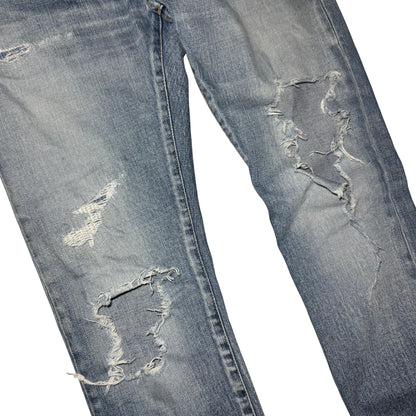 Saint Laurent D02 distressed washed denim