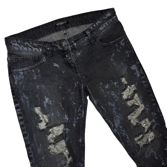 Balmain AW09 chainmail distressed denim