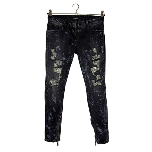 Balmain AW09 chainmail distressed denim