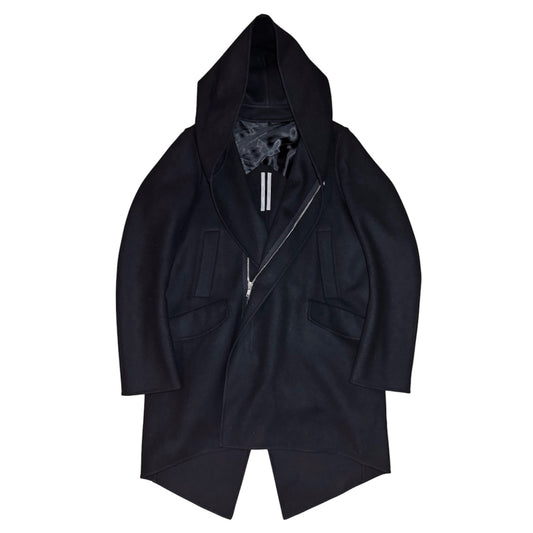 Rick Owens FW19 "LARRY" hooded fishtail virgin wool parka